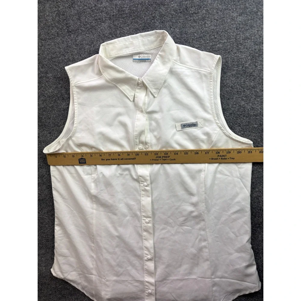 Columbia PFG Sleeveless Shirt Womens XL White Fishing Vented FL7157
